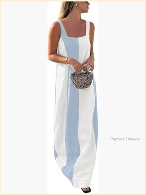 Boutique Stripe Cotton Linen Dress